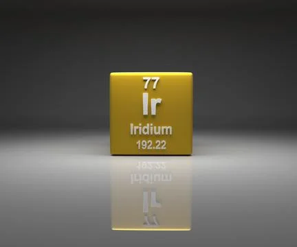 Cube with Iridium number 77 periodic table, 3d rendering Stock Illustration