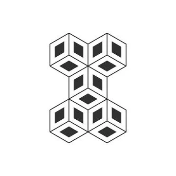 Cube isometric logo concept, 3d illustration, vector. Logotype design templat 스톡 일러스트