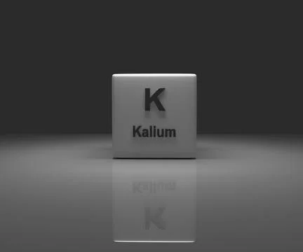 Cube with Kalium periodic system, 3d rendering Stock Illustration