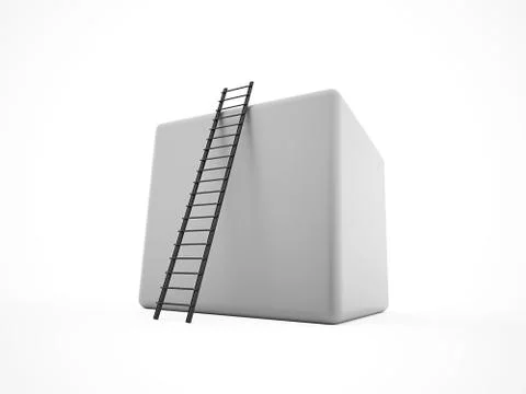 Cube with ladder concept isolated on white background Stock Illustration
