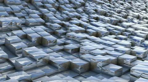 Cube landscape reflection Stock Footage 10864306