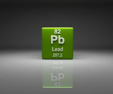 Cube with Lead number 82 periodic table Stock Illustration