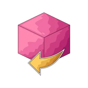 Cube with left arrow illustration Stock Illustration