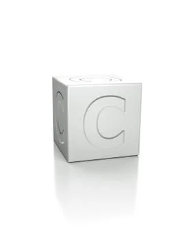 Cube with the letter C embossed Stockillustratie