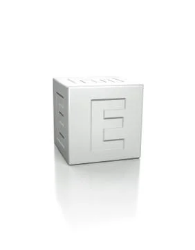 Cube with the letter E embossed Stock Illustration