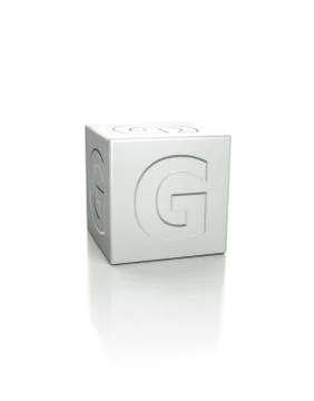 Cube with the letter G embossed Ilustração Stock