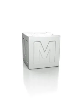 Cube with the letter M embossed Stockillustratie