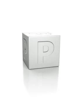 Cube with the letter P embossed Ilustração Stock