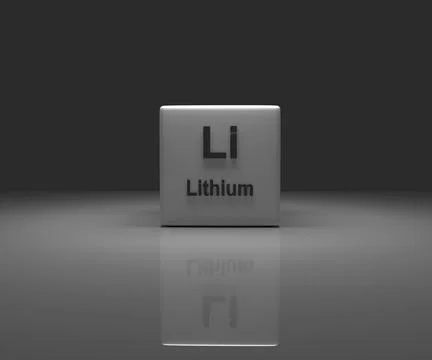 Cube with Li Lithium periodic system, 3d rendering Illustrazione stock