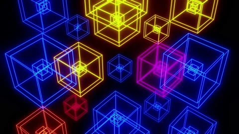 Cube Line Neon VJ Stock-Footage 150512350