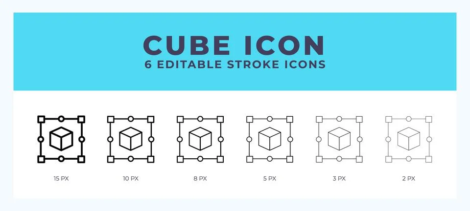 Cube lineal icon symbol vector. Black outline for web. App. Presentation an.. Stock Illustration