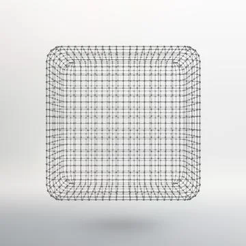 Cube of lines and dots. Cube of the lines connected to points. Molecular latt Illustrazione stock