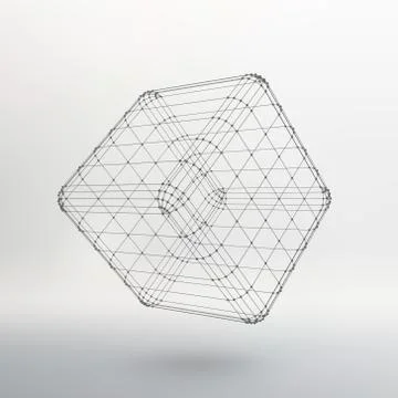 Cube of lines and dots. Cube of the lines connected to points. Molecular latt Illustrazione stock
