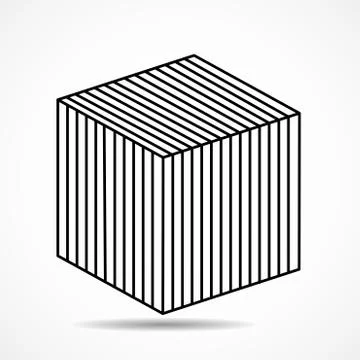 Cube of lines, geometric square shape. Vector Illustrazione stock