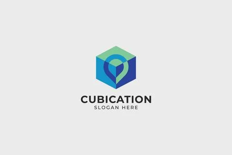 Cube Location Logo and icon Stock Illustration
