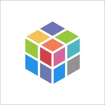 Cube logo design icon vector illustration. Colorful Stock Illustration