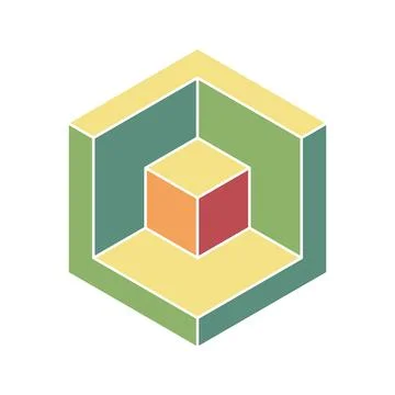 Cube logo, geometric vector design. Box logotype company, trendy techno emb.. Illustrazione stock