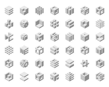 Cube logo, geometric vector design. Box logotype company, trendy technology e イラスト素材