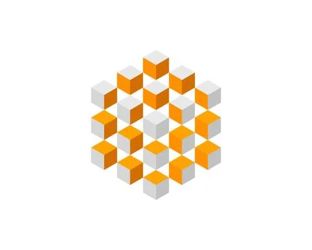 Cube logo, geometric vector design. Box logotype company, trendy technology e Stock Illustration