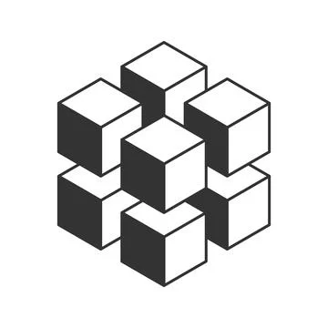 Cube logo, geometric vector design. Black and white Box logotype company, t.. 스톡 일러스트