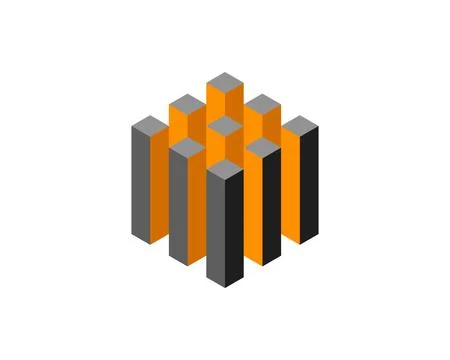 Cube logo, geometric vector design. Box logotype company, trendy technology e Stock Illustration