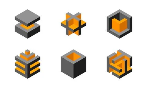 Cube logo, geometric vector design. Box logotype company, trendy technology e Stock Illustration