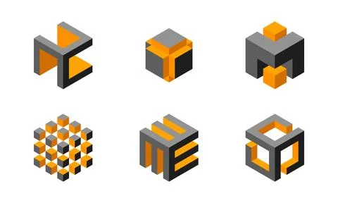Cube logo, geometric vector design. Box logotype company, trendy technology e 스톡 일러스트