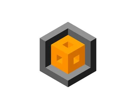 Cube logo, geometric vector design. Box logotype company, trendy technology e Stock Illustration