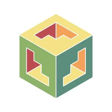 Cube logo, geometric vector design. Box logotype company, trendy techno emb.. Stock Illustration
