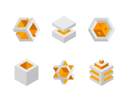 Cube logo, geometric vector design. Box logotype company, trendy technology e 스톡 일러스트