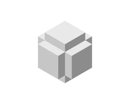 Cube logo, geometric vector design. Box logotype company, trendy technology e イラスト素材