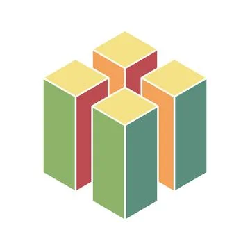 Cube logo, geometric vector design. Box logotype company, trendy techno emb.. Illustrazione stock