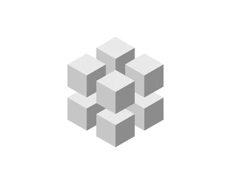 Cube logo, geometric vector design. Box logotype company, trendy technology e Stock Illustration