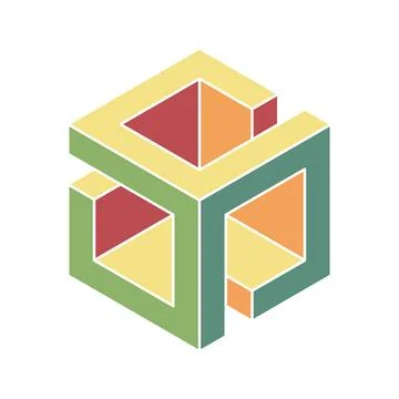 Cube logo, geometric vector design. Box logotype company, trendy techno emb.. Stock Illustration