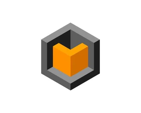 Cube logo, geometric vector design. Box logotype company, trendy technology e Stock Illustration