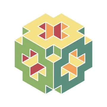 Cube logo, geometric vector design. Box logotype company, trendy techno emb.. Stock Illustration