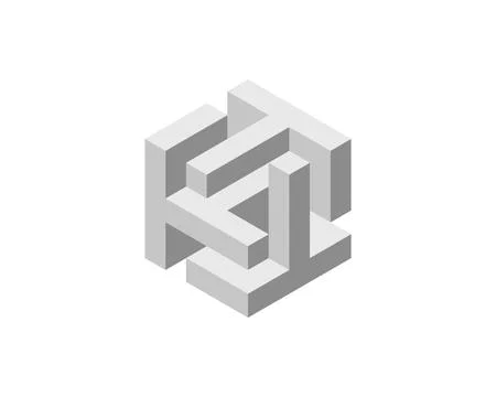 Cube logo, geometric vector design. Box logotype company, trendy technology e Illustrazione stock