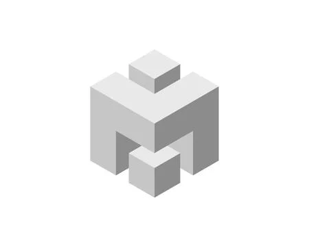 Cube logo, geometric vector design. Box logotype company, trendy technology e Stock Illustration