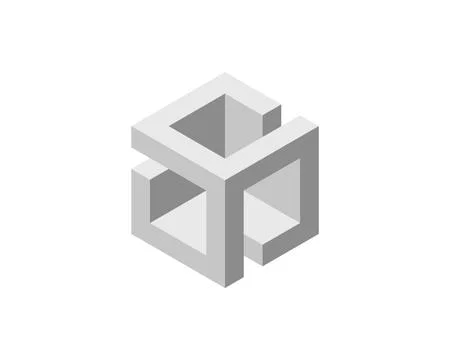 Cube logo, geometric vector design. Box logotype company, trendy technology e Stock Illustration
