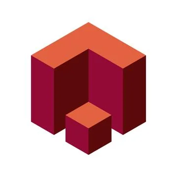 Cube logo, geometric vector design. Box logotype company, trendy techno emb.. イラスト素材