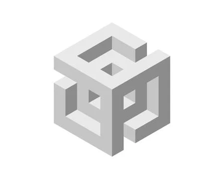 Cube logo, geometric vector design. Box logotype company, trendy technology e Illustrazione stock