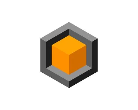 Cube logo, geometric vector design. Box logotype company, trendy technology e Stock Illustration
