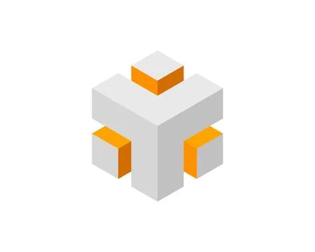 Cube logo, geometric vector design. Box logotype company, trendy technology e Illustrazione stock