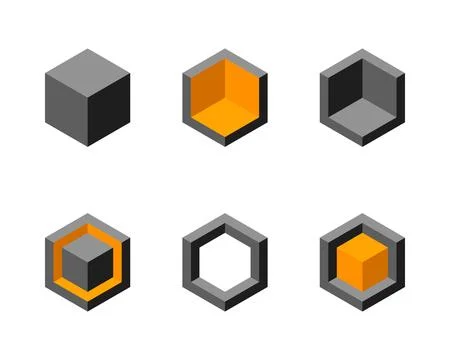 Cube logo, geometric vector design. Box logotype company, trendy technology e Stock Illustration