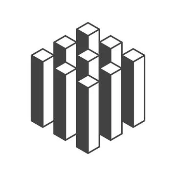 Cube logo, geometric vector design. Black and white Box logotype company, t.. Stock Illustration