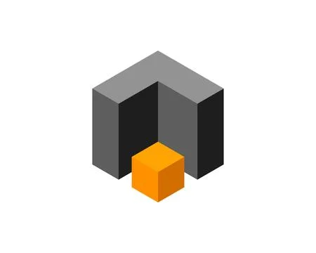 Cube logo, geometric vector design. Box logotype company, trendy technology e 스톡 일러스트