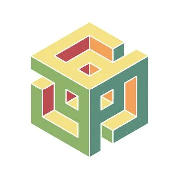 Cube logo, geometric vector design. Box logotype company, trendy techno emb.. Stock Illustration