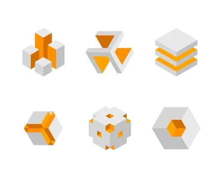 Cube logo, geometric vector design. Box logotype company, trendy technology e Stock Illustration