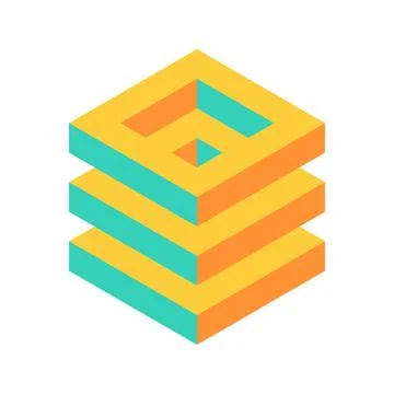 Cube logo, geometric vector design. Box logotype company, trendy techno emb.. Stock Illustration
