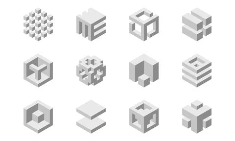 Cube logo, geometric vector design. Box logotype company, trendy technology e Stock Illustration
